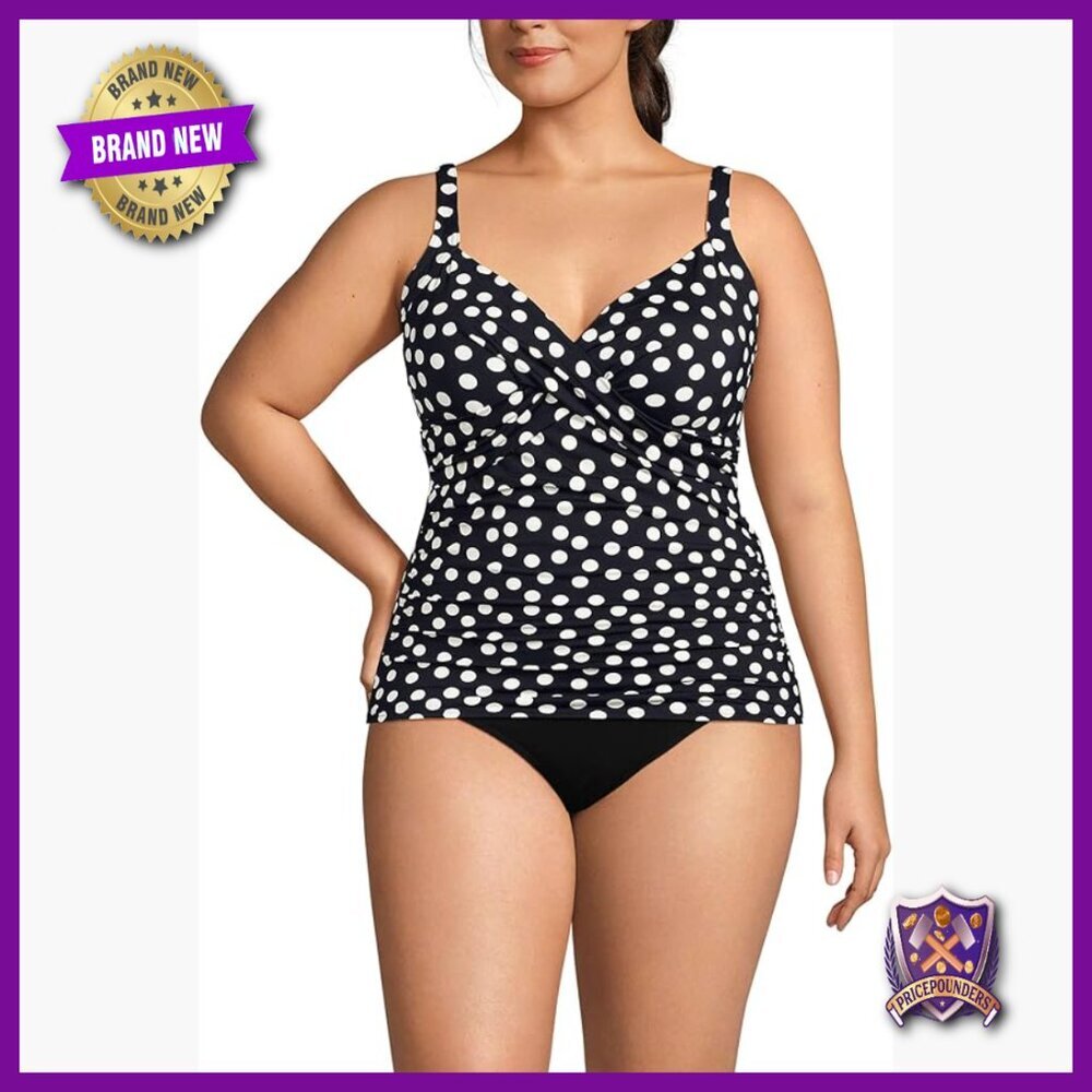 Chlorine Resistant Wrap Tankini Top with Underwire Support UPF 50